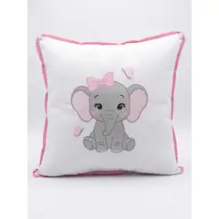 GENERICO - Cojín Bebé Bordado Hipoalergénico 30x30 Elefante Mariposa2