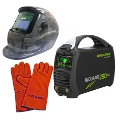 INDURA - Kit Soldadora 250A + Máscara Redbo RBLYE95H + Guante