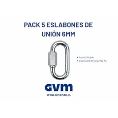 GEVEMAC - Pack 5 Uniones para Cadena 6 mm Zincadas