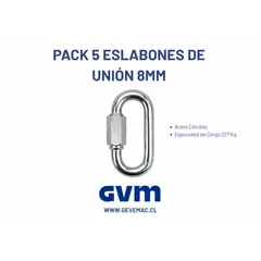GEVEMAC - Pack 5 Uniones para Cadena 8 mm Zincadas