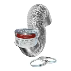 INOXCROM - Kit Ducto Flexible Aluminio 4 PuLG + 2 Abrazaderas Inoxcrome