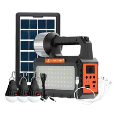 GENERICO - Kit Emergencia Solar Recargable Luz Led Radio Power Bank 3