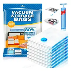 GENERICO - Pack 8 Bolsas Al Vacío Reutilizables Con Bomba Manual 100x80