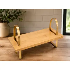 GENERICO - Bandeja Para Pan Con Asas Metálicas 40CM Doradas