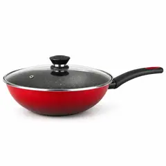 MAGEFESA - Wok con Tapa Coral Due Rojo 30 cm Acero Vitrificado