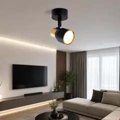 SPACE HOME - Aplique GU10 Negro Con Interior Dorado Modelo Híades