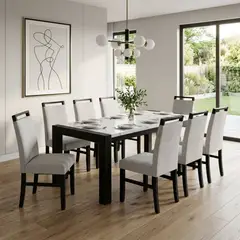 DANIELS - Juego de Comedor 8 Sillas Moderno Belice Blanco