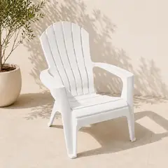 CITYSHOP - Silla Adirondack Plástica de Polipropileno Blanca Liviana Apilable y Resistente