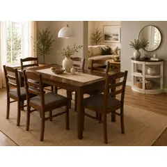 MSA MUEBLES SANTA ANA - Juego Comedor 6 Sillas Panamá + Arrimo Old Whte