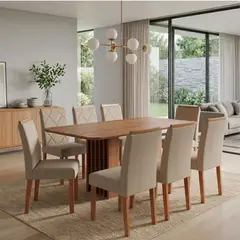 DANIELS - Juego de Comedor Elegante Madera Rectangular 8 Sillas Ariela Café
