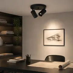 SPACE HOME - Aplique Doble GU10 Negro Base Redonda Altair II para Techo Interior
