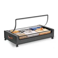 HOMELY - Bolsas Organizadoras Almacenamiento Bajo Cama Cajas Plasticas Carrito Con Ruedas 78 X 43 X 17 Cm 48 Litros Gris