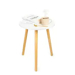 ESHOPANGIE - Mesa Auxiliar Redonda Mesa Lateral Centro De Madera Living
