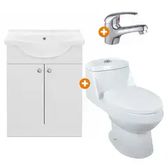 DOER - Combo Vanitorio Alaska 60cm + WC One Piece + Grifería Lavatorio