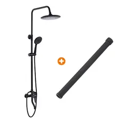DOER - Combo Columna de Ducha Negra 3 Funciones + Tubo de Extensión