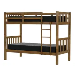 CELTA - Litera de Madera Desmontable Rustika + 2 Colchón Cadiz 1 plaza + textil