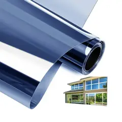 GENERICO - Vinilos Ventanas Con Efecto Espejo azulado Lámina Protección Anti Uv
