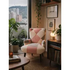 GENERICO - Poltrona Respaldo Alto Patchwork de Felpa – Diseño moderno Vintage 1mt x 70 x 75 cm