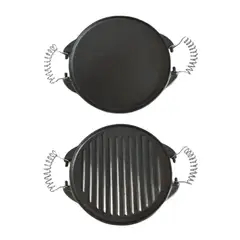 INOXCROM - Plancha Churrasquera Reversible Fierro Fundido 32cm Asas