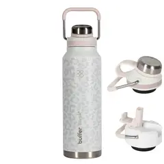 BUFFER FLASK - Termo Botella Agua Termica Buffer Acero Inoxidable 1 Litro - Blanco
