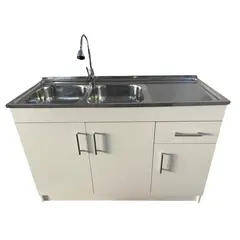 GENERICO - Kit Lavaplatos Con Mueble 120x50 Blanco Mdf Sec. Derecho