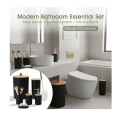 GENERICO - Set Juego De Baño 6 Piezas Bambú Lavado Y Almacenamiento