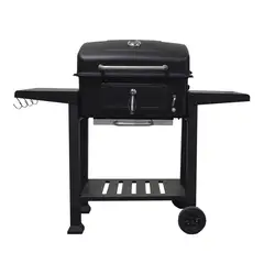 BYB - PARRILLA A CARBON CON TAPA Y RUEDAS BLACK METAL LINE