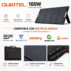 OUKITEL - Panel Solar Portátil Plegable 100W Universal Para Estación De Energía