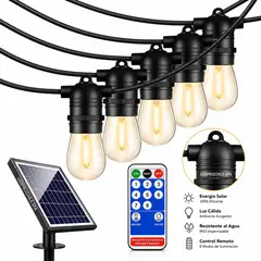 GENERICO - Guirnalda LED Solar 10m con 10 Focos para Exterior - Luz Cálida Decorativa