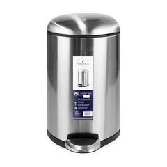 NAUTICA - Basurero Acero Inoxidable con Pedal 8 Litros Cierre Suave