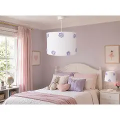 DECORACION CREATIVA - Lampara Infantil Colgante - Linea Crochet Flores Lilas