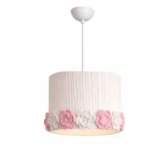 DECORACION CREATIVA - Lampara Infantil Colgante - Linea Corona de Flores Rosa-Blanca