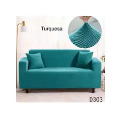GENERICO - Fundas Sillon Sofa Elasticada Y Texturizadas 4 Cuerpos 230-300 COLOR TURQUESA