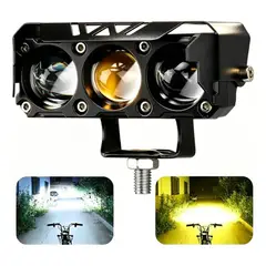 TSKY CHILE SHOPPING - Foco Neblinero LED 70W Bicolor con Lupa, Luz Blanca y Amarilla para Moto y Auto