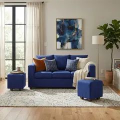 INTERMUEBLES - Living Marco 3 Cuerpos + 2 Pouf Tela