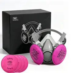 TSKY CHILE SHOPPING - Mascarilla Respiratoria 6200 Media Cara + 4 Filtros P100 Protección Antipolvo para Construcción