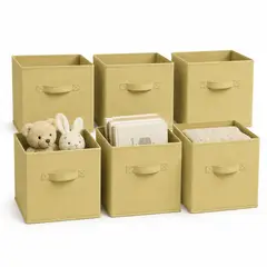 HOMELY - Cajas Organizadoras Cubo Plegable Color Beige Closet Ropa Accesorios Pack 6