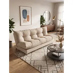 MUEBLES NEW - SOFA CAMA GLOBO BEIGE FELPA