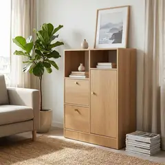GENERICO - Armario Organizador de Baño Madera con Cajones Puerta y Repisas para Espacios Modernos 60x30x80cm