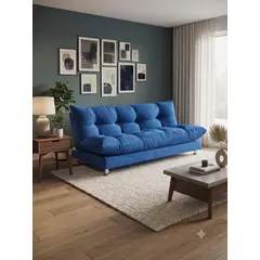 MUEBLES NEW - SOFA CAMA GLOBO AZUL FELPA