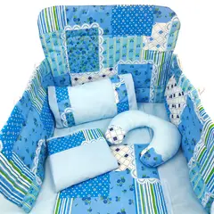 GENERICO - Set Para Cuna Estándar Celeste Diseño