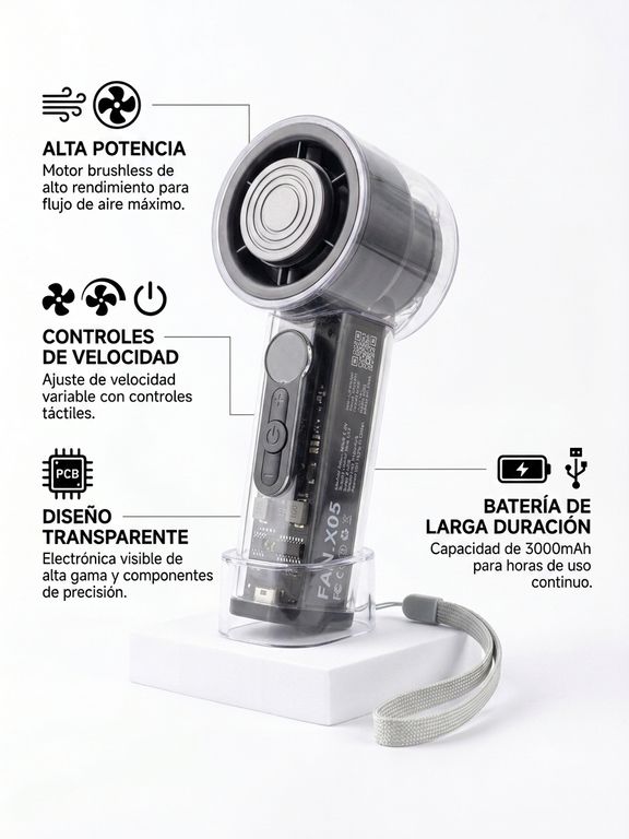 Ventilador Mini Portátil De Mano Y De Escritorio Recargable