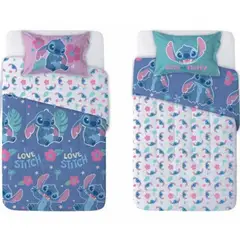 MASHINI - Plumon reversible infantil Disney 1.5 Plazas Stitch