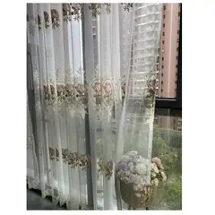 TATEE - Set 2 Cortinas Bordadas Con Rosas Estilo perforado 100X250cm