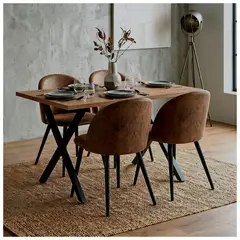 NOVAHUS - Comedor Nirvana Mesa Industrial 120x75x70 cm 4 Sillas Pu Café