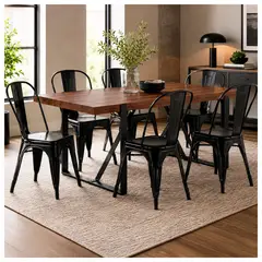 NOVAHUS - Comedor Tolix Mesa 75x88x180 cm 6 Sillas Metal