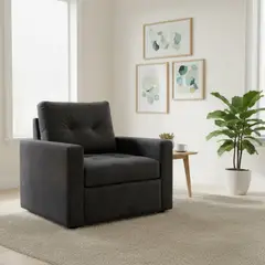 DISEÑOS VALESTRINI - SOFA CAMA MILÁN UN CUERPO FELPA GRIS OSCURO