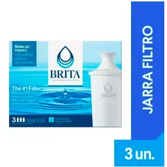 BRITA - Filtro Purificador de Agua Repuesto 3 unidades Carbón Activo Elimina Cloro y Metales