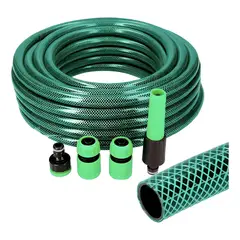 GENERICO - Manguera jardin 1 pulgada rollo 25 metros con acoples 10