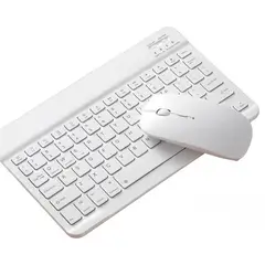 GENERICO - Teclado Bluetooth Inalámbrico blanco + Mouse Inalámbrico Recargable